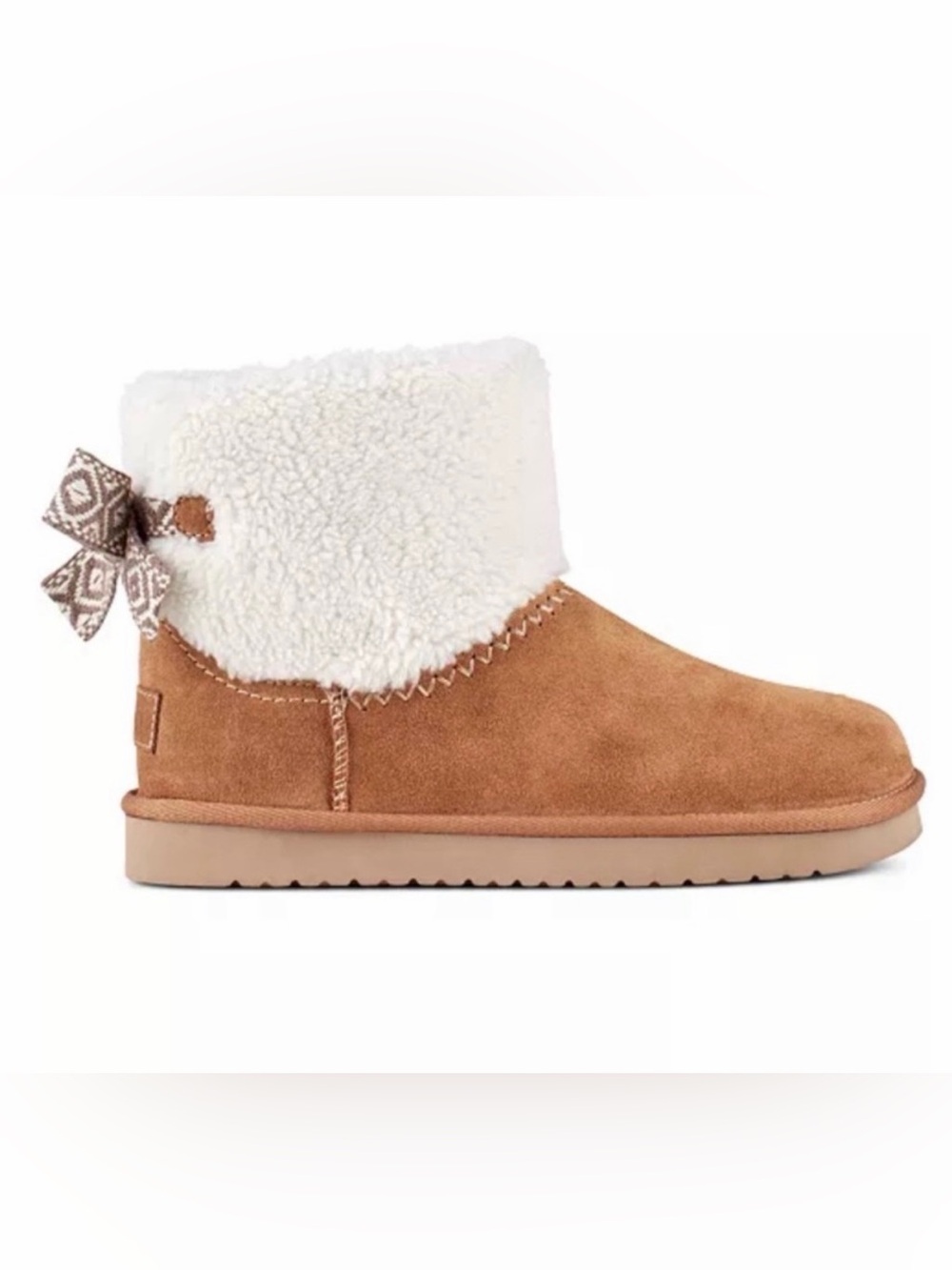 NWOT Earth® Women's Wing Cozy Suede Ankle Bootie - Natural/Medium Brown - Size 8